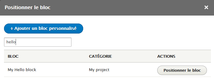 Positionner le bloc